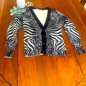 Tracy Reese Zebra print Cardigan sweater.